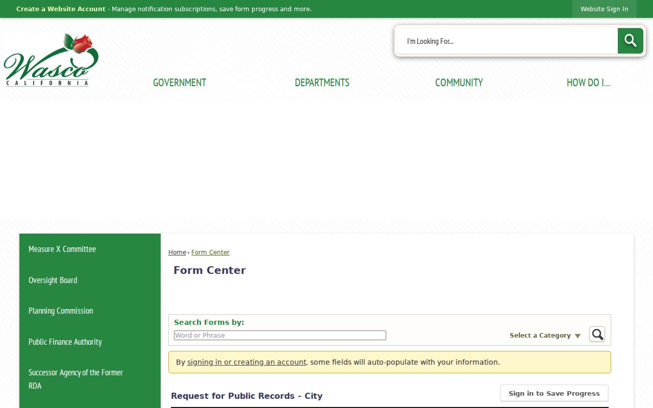 Wasco residents directory city public records request form