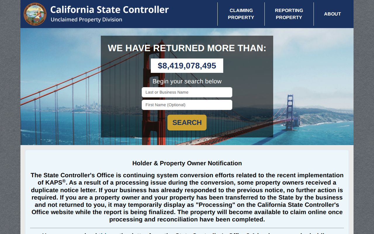 Wasco resident lookup California unclaimed property search